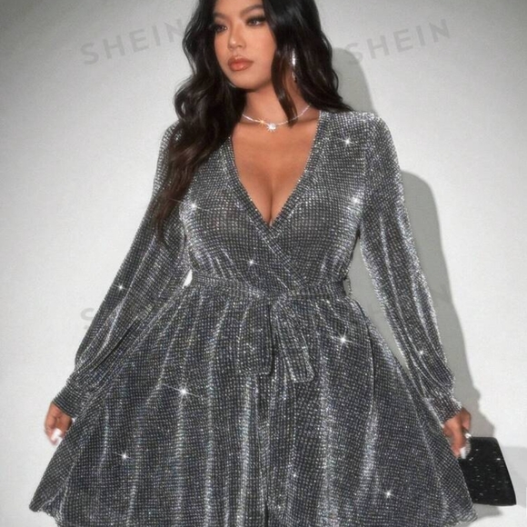 SHEIN Women's Sparkling Silver Dress - Picture 2 of 7